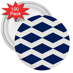 Diamonds Blue 3  Buttons (100 Pack) 