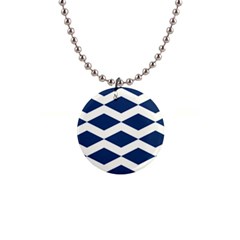 Diamonds Blue 1  Button Necklace