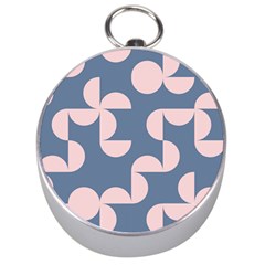 Pink And Blue Shapes Silver Compasses by MooMoosMumma