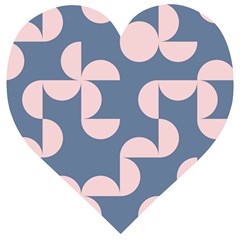 Pink And Blue Shapes Wooden Puzzle Heart by MooMoosMumma