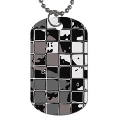 Black And White Checkered Grunge Pattern Dog Tag (one Side) by SpinnyChairDesigns