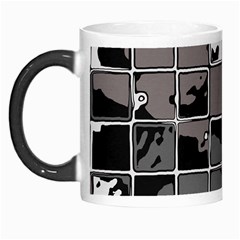 Black And White Checkered Grunge Pattern Morph Mugs by SpinnyChairDesigns