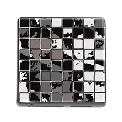 Black And White Checkered Grunge Pattern Memory Card Reader (square 5 Slot) by SpinnyChairDesigns