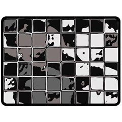 Black And White Checkered Grunge Pattern Fleece Blanket (large)  by SpinnyChairDesigns