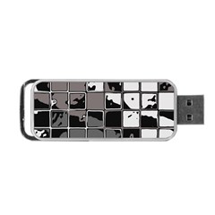 Black And White Checkered Grunge Pattern Portable Usb Flash (two Sides) by SpinnyChairDesigns