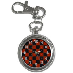 Red And Black Checkered Grunge  Key Chain Watches by SpinnyChairDesigns