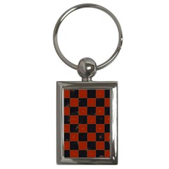 Red And Black Checkered Grunge  Key Chain (rectangle) by SpinnyChairDesigns