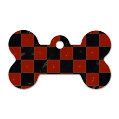 Red And Black Checkered Grunge  Dog Tag Bone (two Sides) by SpinnyChairDesigns