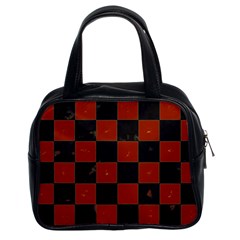 Red And Black Checkered Grunge  Classic Handbag (two Sides) by SpinnyChairDesigns