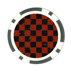 Red And Black Checkered Grunge  Poker Chip Card Guard (10 Pack) by SpinnyChairDesigns