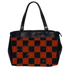 Red And Black Checkered Grunge  Oversize Office Handbag (2 Sides) by SpinnyChairDesigns