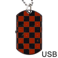 Red And Black Checkered Grunge  Dog Tag Usb Flash (one Side) by SpinnyChairDesigns