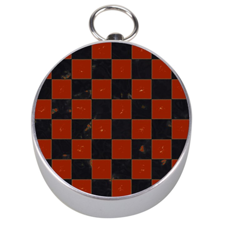 Red and Black Checkered Grunge  Silver Compasses