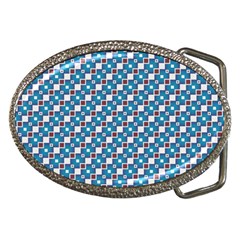 Country Blue Checks Pattern Belt Buckles by SpinnyChairDesigns