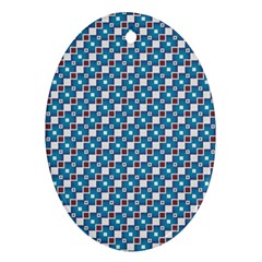 Country Blue Checks Pattern Oval Ornament (two Sides) by SpinnyChairDesigns