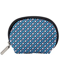 Country Blue Checks Pattern Accessory Pouch (small) by SpinnyChairDesigns
