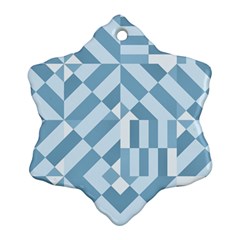 Truchet Tiles Blue White Snowflake Ornament (two Sides) by SpinnyChairDesigns