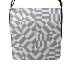 Truchet Tiles Grey White Pattern Flap Closure Messenger Bag (l) by SpinnyChairDesigns