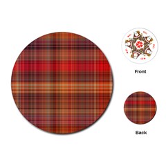 Madras Plaid Fall Colors Playing Cards Single Design (round) by SpinnyChairDesigns