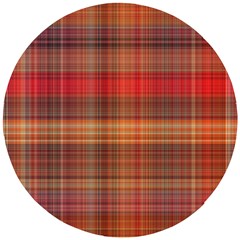 Madras Plaid Fall Colors Wooden Puzzle Round by SpinnyChairDesigns