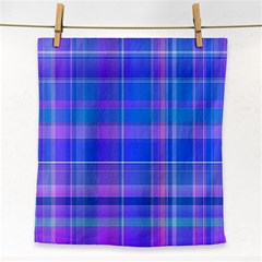 Madras Plaid Blue Purple Face Towel by SpinnyChairDesigns