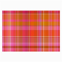 Pink Orange Madras Plaid Large Glasses Cloth (2 Sides) by SpinnyChairDesigns