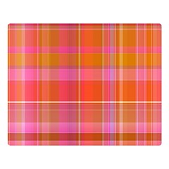 Pink Orange Madras Plaid Double Sided Flano Blanket (large)  by SpinnyChairDesigns