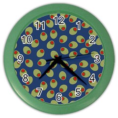 Green Olives With Pimentos Color Wall Clock