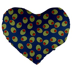 Green Olives With Pimentos Large 19  Premium Flano Heart Shape Cushions by SpinnyChairDesigns