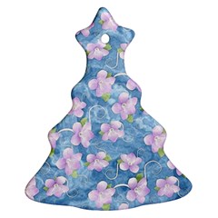 Watercolor Violets Christmas Tree Ornament (two Sides) by SpinnyChairDesigns