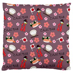 Japan Girls Large Cushion Case (two Sides) by kiroiharu