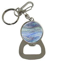 Blue Abstract Stripes Bottle Opener Key Chain by SpinnyChairDesigns