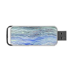 Blue Abstract Stripes Portable Usb Flash (two Sides) by SpinnyChairDesigns