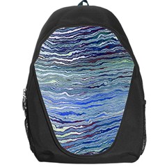 Blue Abstract Stripes Backpack Bag by SpinnyChairDesigns