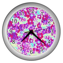 Spring Flowers Garden Wall Clock (silver)