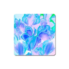 Ciclamen Flowers Blue Square Magnet