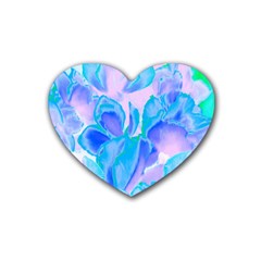Ciclamen Flowers Blue Rubber Coaster (heart) 