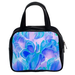 Ciclamen Flowers Blue Classic Handbag (two Sides)