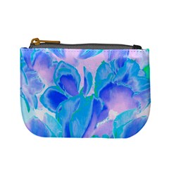 Ciclamen Flowers Blue Mini Coin Purse