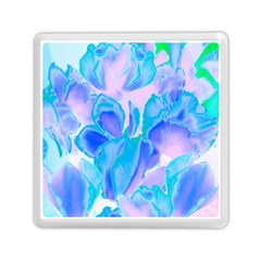 Ciclamen Flowers Blue Memory Card Reader (square)