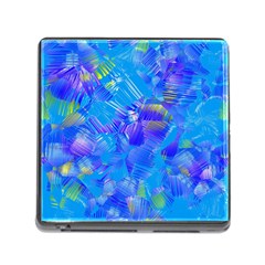 Blue Abstract Floral Paint Brush Strokes Memory Card Reader (square 5 Slot) by SpinnyChairDesigns