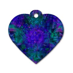 Indigo Abstract Art Dog Tag Heart (two Sides) by SpinnyChairDesigns