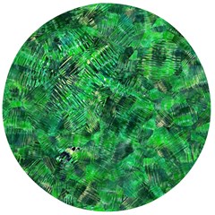 Jungle Green Abstract Art Wooden Bottle Opener (round) by SpinnyChairDesigns