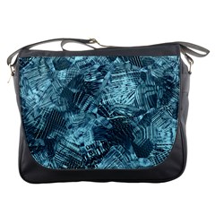 Teal Turquoise Abstract Art Messenger Bag by SpinnyChairDesigns