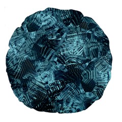 Teal Turquoise Abstract Art Large 18  Premium Round Cushions by SpinnyChairDesigns