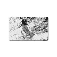 Beauty At The Beach, Bikini Girl Bathing In Bay Magnet (name Card) by Casemiro