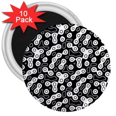 Black And White Abstract Art 3  Magnets (10 Pack)  by SpinnyChairDesigns