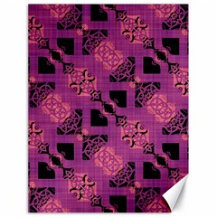 Fuchsia Black Abstract Checkered Stripes  Canvas 18  X 24  by SpinnyChairDesigns