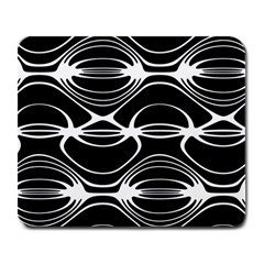 Black And White Clam Shell Pattern Large Mousepads by SpinnyChairDesigns