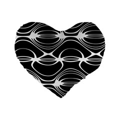 Black And White Clam Shell Pattern Standard 16  Premium Heart Shape Cushions by SpinnyChairDesigns